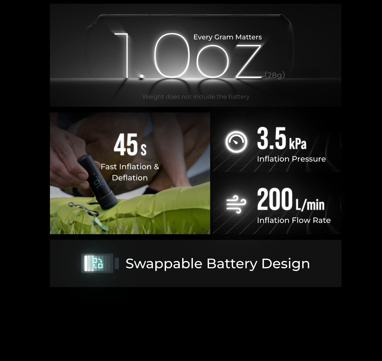 Ultralight 2 Sleeping Pad Pump | Compact Outdoor Inflator